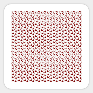 Dark Christmas Candy Apple Red Leaping Reindeer on White Sticker